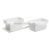 2 Piece White Ceramic Windowsill Flower Box w/ Removable Tray thumbnail-1