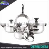 High Quality Bakelite Handle Glass Lids 7pcs Non Stick Stainless Steel Cookware thumbnail-1