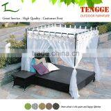 YH-6052 Outdoor Rattan Bed Black Wicker Rattan Day Beds With Canopy
