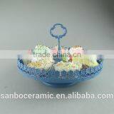 One Layer Small Colorful Cake Stand With Flower Rim OEM Factory Cheap Price thumbnail-1