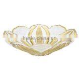 Glass Fruit Dish,Large, Lotus Flower Shaped,colored Painted Glass,12.99"Wx3.43"H, Made in China,FactoryBHL-P19 thumbnail-1