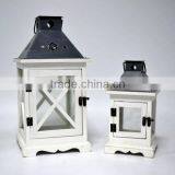 White Finished Wooden Lanterns With Iron Top thumbnail-1