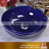 Mediterranean Style Sapphire Blue Porcelain Wash Basin thumbnail-1