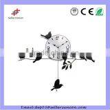 Metal Clock Wall Iron Bird Pendulum Clock Design Silent Sweep Step Art Clock thumbnail-2