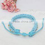 Rhinestone Chain Suede Leather Braided Layered Bracelet Double Strand Velvet Leather Handwoven Bracelet thumbnail-5