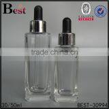 Cosmetic 30ml 50ml Clear Square Glass Dropper Bottle With Silver Aluminum Dropper for Essential Oil Perfume China Suppliers thumbnail-5