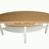Wood Oval Coffee Table With White Top thumbnail-2