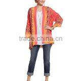 Women's 3/4 Sleeve Printed Front Open Blouse thumbnail-3