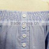 100% Cotton Ladies Stripe Long Sleeve Blouse thumbnail-3