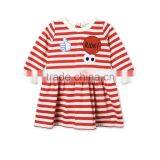 Soft Cotton Stripes Baby T-shirt Dress With Badge Appliques Kids Frocks Designs Dress Gril Dresses HSD5474