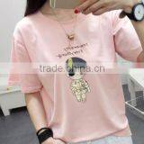 2016 New Fashion Style Summer Girl Student Popular Korean Star Commics Potrait Print Short Sleeve T- Shirt thumbnail-1