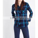 Wholesale Women Collar Long Sleeves Buttoned Cuffs Hunter Checked Shirt(DQE0152T) thumbnail-4