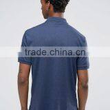 Custom Short Sleeve Button Placket Uneven Vented Hem Navy Men's 100% Cotton Jersey 200gsm Casual Comfort Fit Player Polo Tshirt thumbnail-2