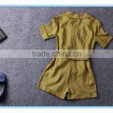 Hot Sales Half Sleeves Linen Formal Tailored Romper Jumpsuit For Women thumbnail-5