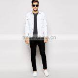 Fashion Fancy White Denim Plain Mens Bomber Jacket European Style thumbnail-4