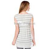 OEM Sleeveless Plus Size Stripe Pregnant t Shirt Wholesale Maternity Clothing thumbnail-2