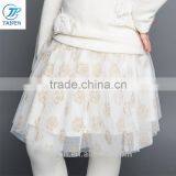 2017 Spring Kids Fleece Lining Pantskirt Mesh And Pleated Skirt With Leggings Girls Faux Twinset Skirt With Rose Pattern thumbnail-1