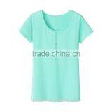 Plain no Brand Short Sleeve Cotton T-shirt With Fastener for Girls thumbnail-5