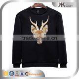 Fashion Deer Embroidery Black Designer Tshirt With Long Sleeves Sweatshirt thumbnail-1