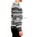 Round Collar Acrylic and Mens Pullover Monochrome Stripe Sweater thumbnail-2