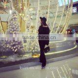 Faux Fur Women Pullover Tops Plaid Ribbed Warm Soft Sweaters Autumn Winter Crew Neck Loose Casual Sweater thumbnail-6