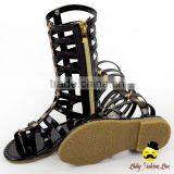 Summer Stylish Kids Plian Color Color PU Snadals Young Girl Gaiters Vintage Boots Shoes With Zipper thumbnail-1