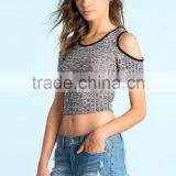 Ribbed Cold Shoulder Trend Crop Top Women Tank Tops in Bulk thumbnail-4