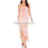 Flutter Sleeve off Shoulder Bohemian Maxi Dress Tie Dye Boho Clothing thumbnail-6