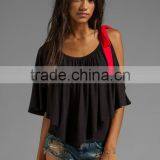 Contrast Color Tie Closure Tops thumbnail-1