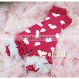 Valentine's Day Hot Pink White Heart Leg Warmers With White Ruffles RLM20 thumbnail-1