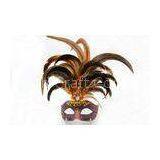 Decorative Carnival Venetian Masks , Hand Made Brown Feather Mask