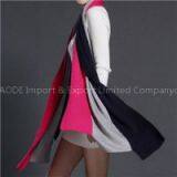 Three Colors Patchwork Asymmetric Long Women Infinity Scarf