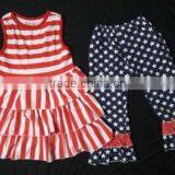 Best Selling 4th of July Girls Outfits Wholesale Children Boutique Dress Polka Dots Pants Girls Stripe Dress Outfits thumbnail-2