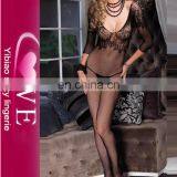 Spaghetti Strap Eyelash Lace Black Sheer Sexy Bodystocking thumbnail-3