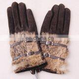 Factory supply winter warm ladies leatehr gloves for women