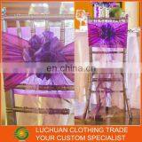 Newest Design Fancy Shiny Purple Wedding Tiffany Ruffle Chair Sash thumbnail-2
