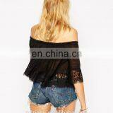 Latest Ladies Top With Off Shoulder and Lace Trim Tops thumbnail-3