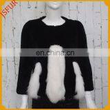 High Quality Women Round Collar Rabbit Fur Jacket With Genuine Rabbit Fur Coat for Winter thumbnail-1
