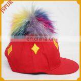 Hot Sale In China Dimond Colourful Raccoon Ball Summer Hat