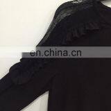 The Shoulder Lace Stitching Long-sleeved Blouse thumbnail-3