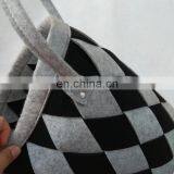 Cross Pattern Foldable Felt Knitted Storage Basket Clothing Book Kid's Toy Laundry Nursery Storage Bin With Handles thumbnail-5