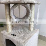 Custom Branded FBA Service Wholesale Cheap Indoor Easily Assemble Faux Fur Cat Tree Wall Cat Condo Furniture Tree With Cave thumbnail-6