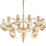 Modern Glass Globe Gold Plated Metal Chandelier Pendant Light thumbnail-5