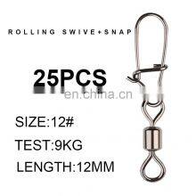 20PCS/Lot Connector Barrel Swivels Rolling Swivels With T Shape Snap Fish Fishing Tackle Fishing Swivel Pesca Accessory thumbnail-3