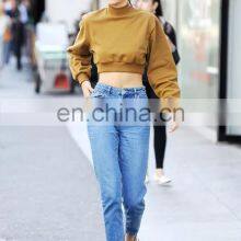 Wholesale Customized 2020 Light Blue Vintage Wash Jeans Hot Selling High-waisted Women's Jeans thumbnail-3