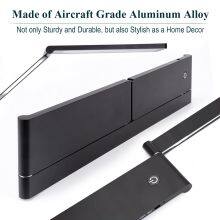 Zl-502, LED Desk Lamp, Full Spectrum, Touch All-Metal Folding Reading Lamp, With Memory Unlimited Dimming High Brightness 12W, High CRI 98, Black thumbnail-3