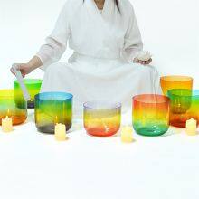 Rainbow Clear Crystal Quartz Crucible Transparent Singing Bowls Healing thumbnail-3