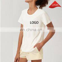 Newest Custom Logo Sports Yoga Top High Quality Women Gym Fitness Wear T-shirt Loose Casual Outdoor Running Clothing