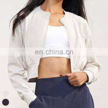 Wholesale Casual Sportswear Custom Long Sleeve Sports Jackets Running Wear Gym Fitness Tops Zipper Short Yoga Jacket For Women thumbnail-1