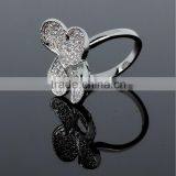 Fancy Lady Jewelry Clover Leaf Design CZ Stones Wedding Deluxe White Gold Ring thumbnail-4